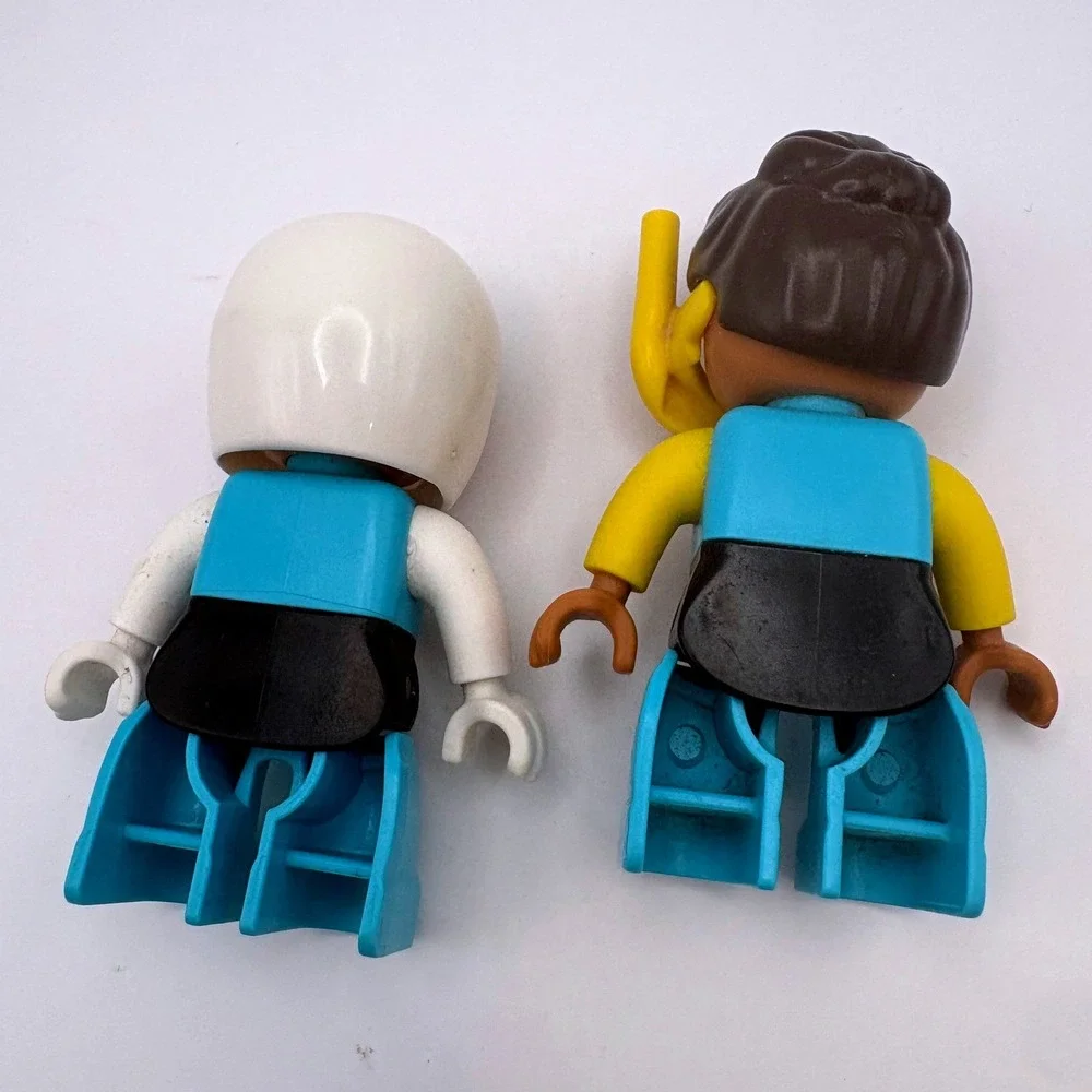 LEGO Duplo Figures Lot Race Car Driver 34 and Scuba Diver Snorkeler Wetsuit